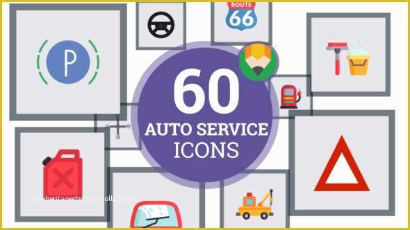 Bourne Identity Style Free after Effects Template Of Car Service Icons – Flat Animated Icon Set Corporate