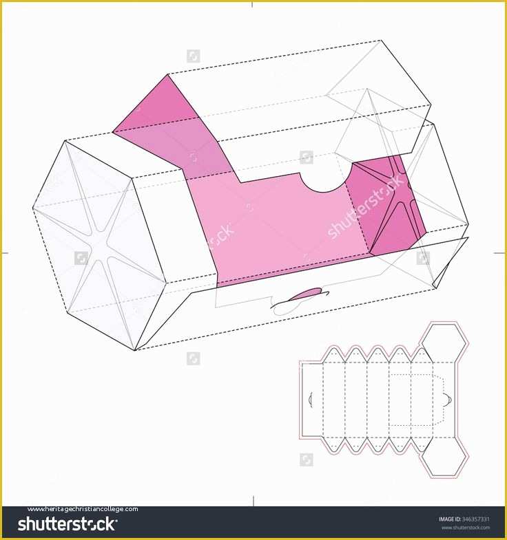 Box Design Templates Free Of Hexagonal Dispenser Box with Die Cut Template Stock Vector