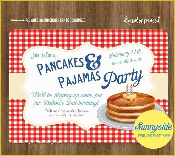 Breakfast Invitation Template Free Of Boys Pancakes and Pajamas Birthday Party Invitation Breakfast