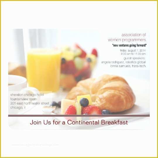 Breakfast Invitation Template Free Of Continental Breakfast Meeting Invitation