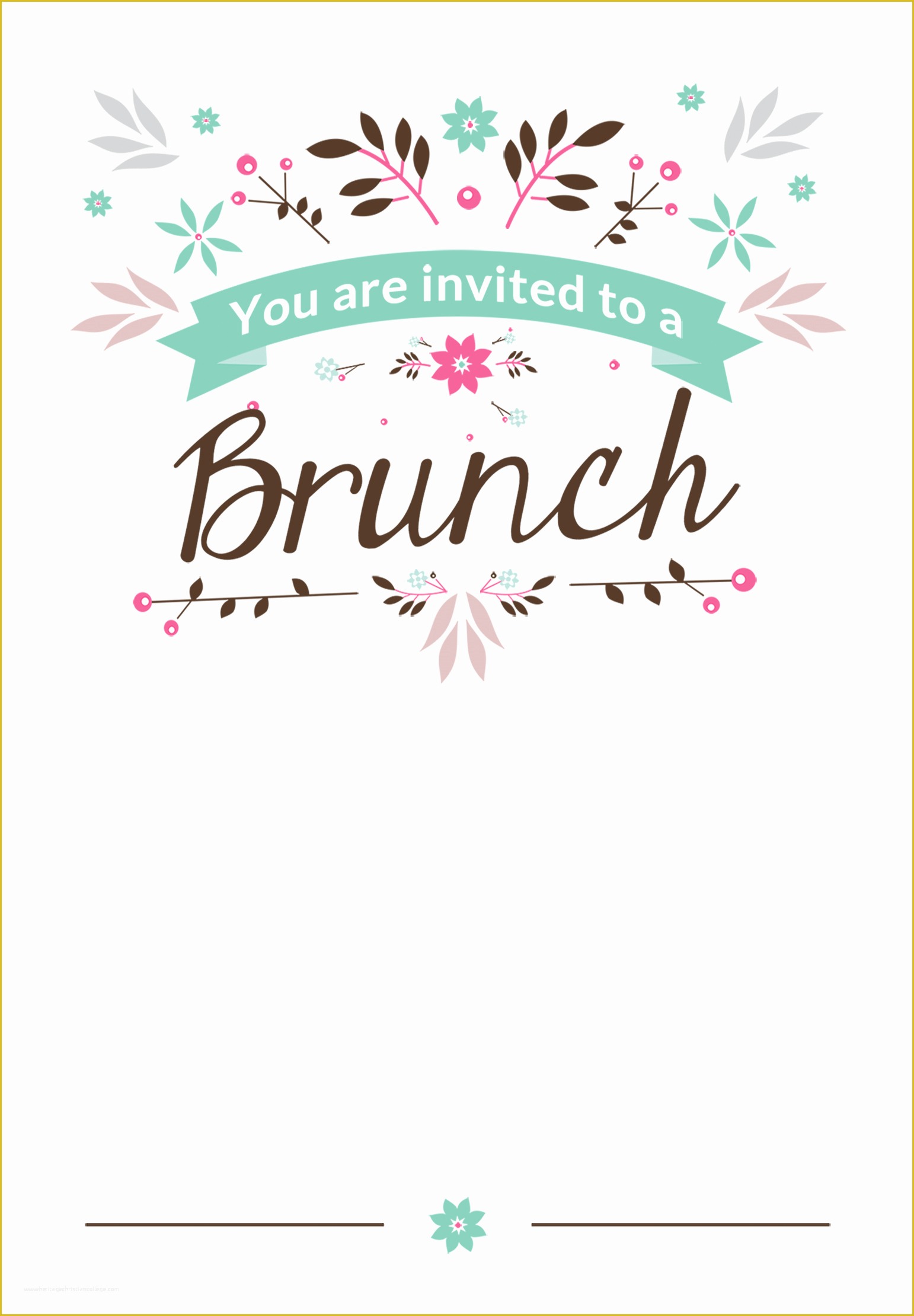 Breakfast Invitation Template Free Of Flat Floral Free Printable Brunch Invitation Template