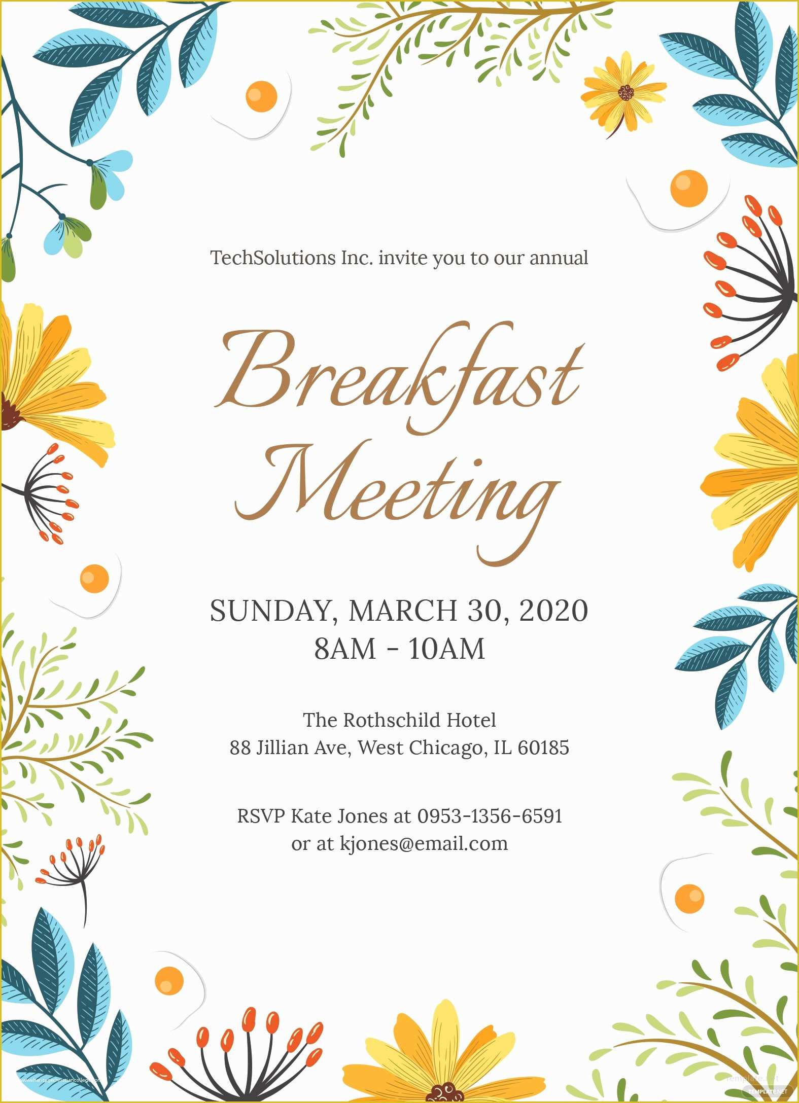 Breakfast Invitation Template Free Of Free Corporate Breakfast Invitation Template In Ms Word