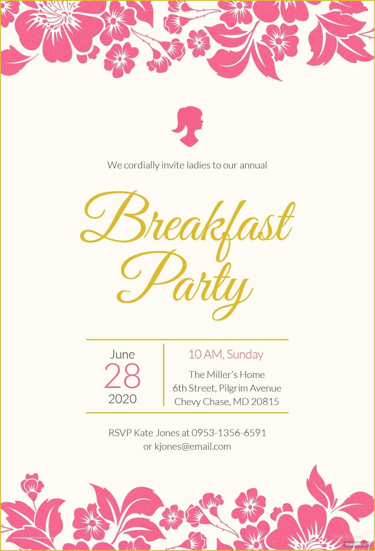 Breakfast Invitation Template Free Of Free La S Breakfast Invitation Template In Illustrator