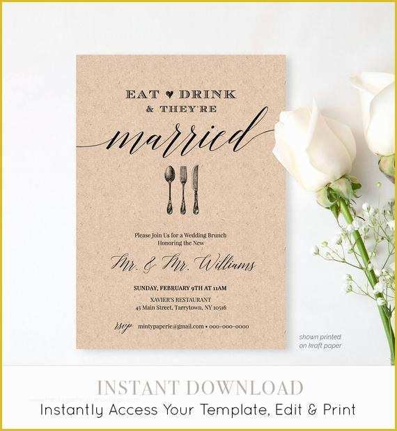 Breakfast Invitation Template Free Of Post Wedding Brunch Invitation Template Printable Brunch