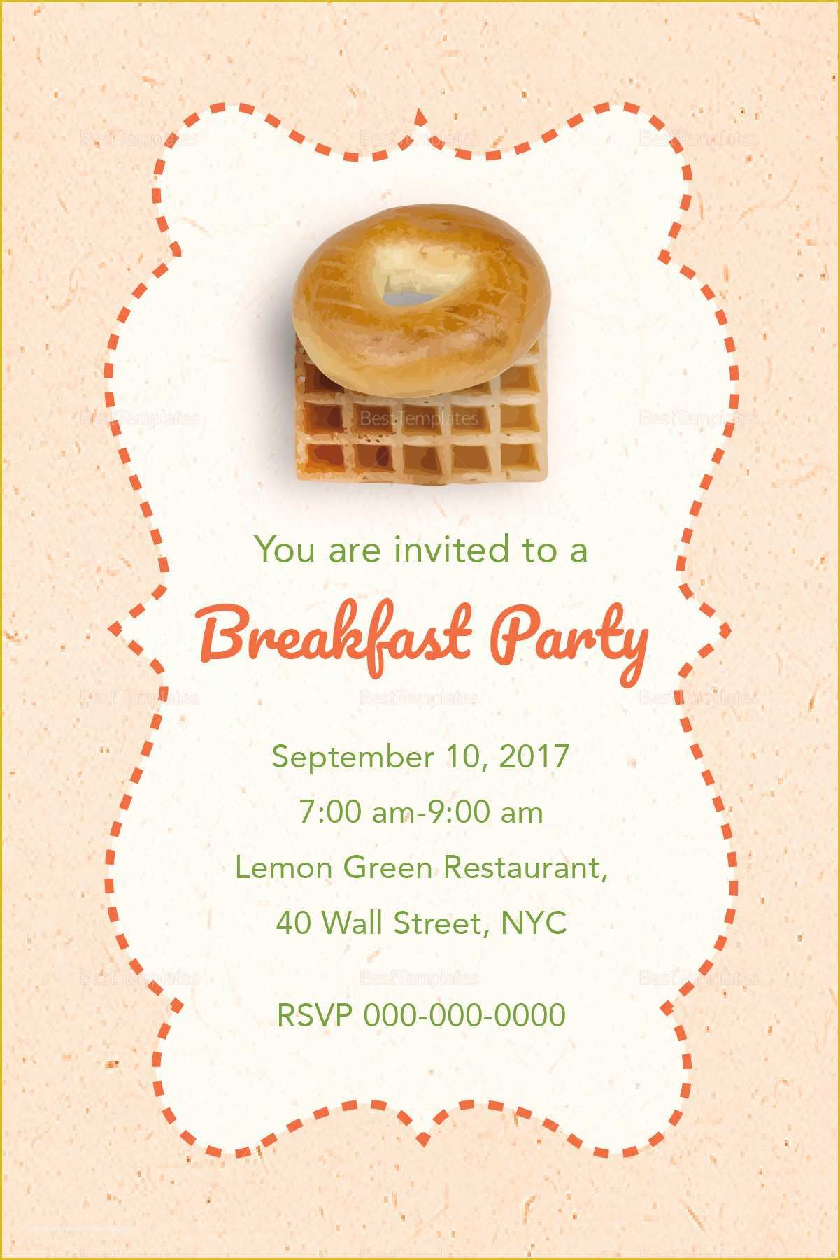 Breakfast Invitation Template Free Of Rose Pink Breakfast Party Invitation Design Template In