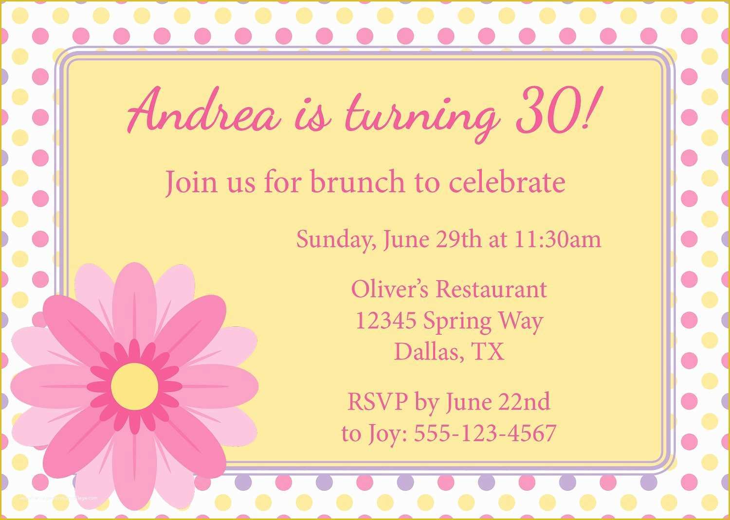 Breakfast Invitation Template Free Of Spring Brunch Birthday Brunch Invitation Diy by