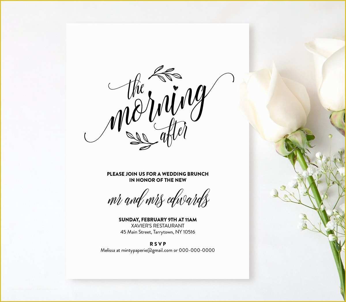 Breakfast Invitation Template Free Of Wedding Brunch Invitation Template Printable Post Wedding