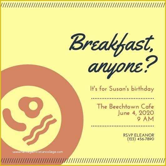 Breakfast Invitation Template Free Of Yellow and Red Plated Breakfast Invitation Blue Yellow