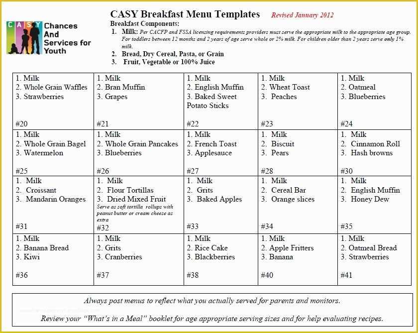 Breakfast Menu Template Free Download Of 11 Free Sample Breakfast Menu Templates Printable Samples