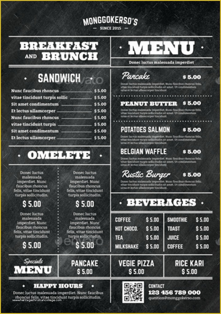 Breakfast Menu Template Free Download Of 14 Brunch Menu Templates Editable Psd Ai format