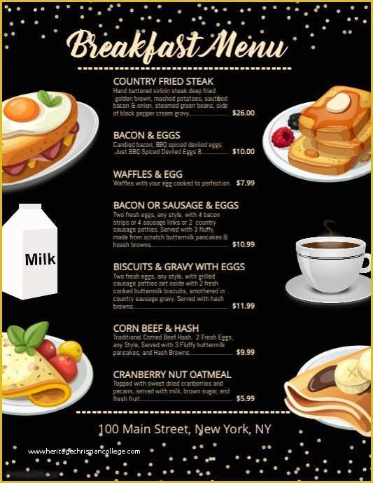 Breakfast Menu Template Free Download Of Breakfast Menu Template