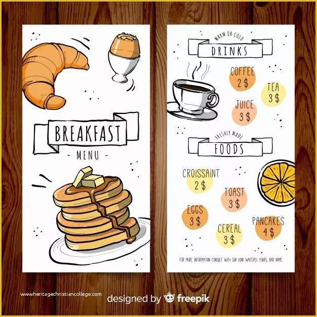 Breakfast Menu Template Free Download Of Hand Drawn Breakfast Menu Template Vector