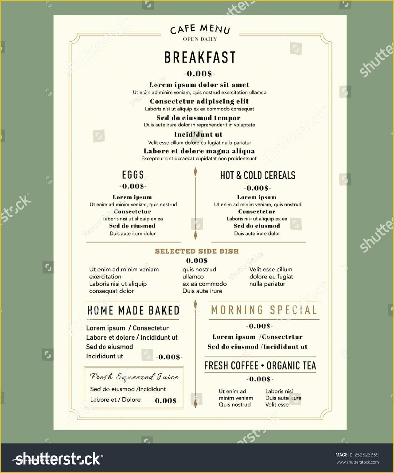Breakfast Menu Template Free Download Of Menu Design Breakfast Restaurant Cafe Graphic Stock Vector