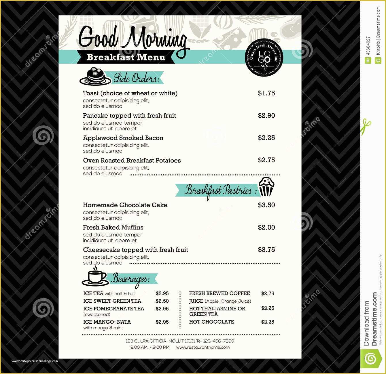 Breakfast Menu Template Free Download Of Restaurant Breakfast Menu Design Template Layout Stock