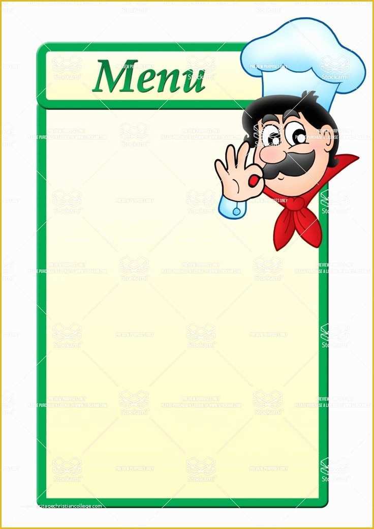Breakfast Menu Template Free Download Of Stock Image Menu Template with Cartoon Chef 1 061