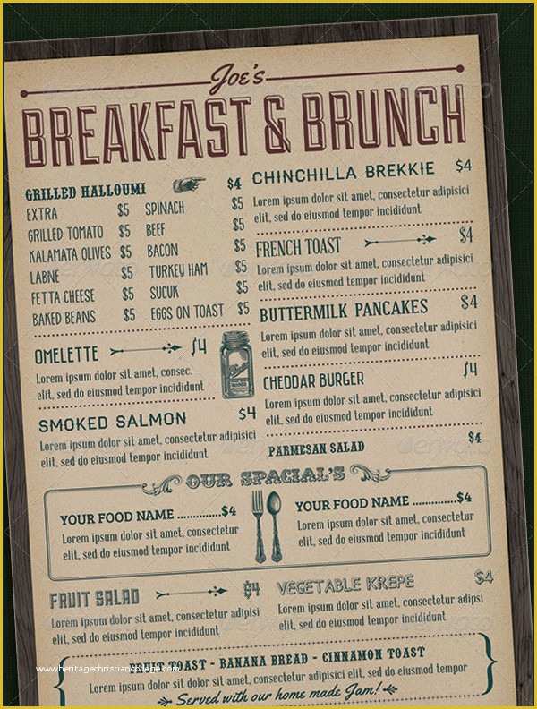 Breakfast Menu Template Free Of 19 Breakfast Menu Templates Free & Premium Download