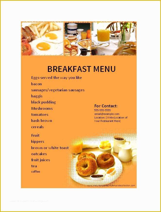 Breakfast Menu Template Free Of 30 Restaurant Menu Templates & Designs Template Lab