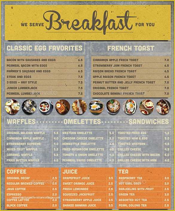 Breakfast Menu Template Free Of 33 Breakfast Menu Templates – Free Sample Example format