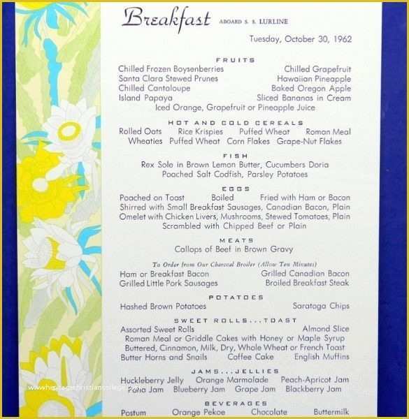 Breakfast Menu Template Free Of Breakfast Menu Template