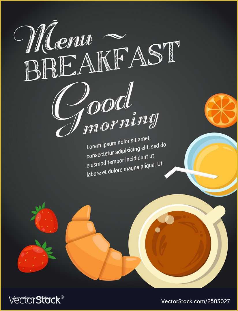 Breakfast Menu Template Free Of Breakfast Menu Template Royalty Free Vector Image