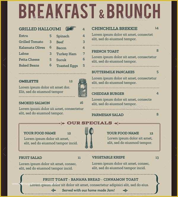 Breakfast Menu Template Free Of Brunch Menu Template 21 Free & Premium Designs Download