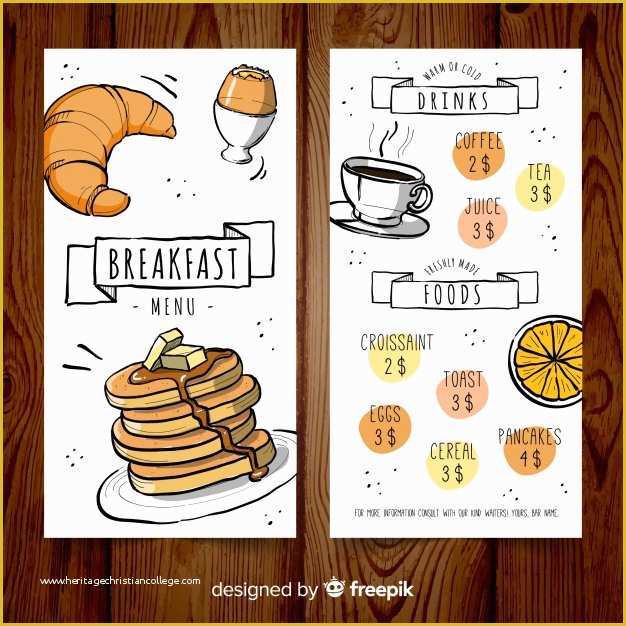 Breakfast Menu Template Free Of Hand Drawn Breakfast Menu Template Vector