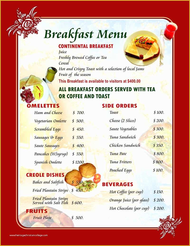 Breakfast Menu Template