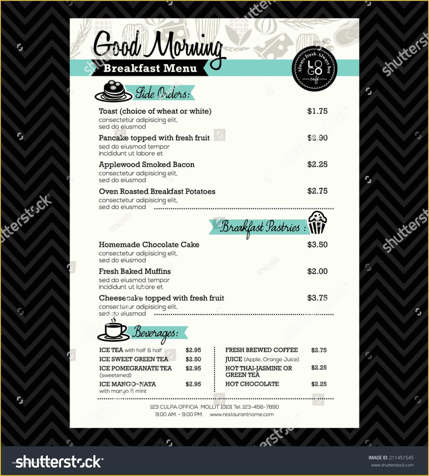 Breakfast Menu Template Free Of Restaurant Breakfast Menu Design Template Layout Image