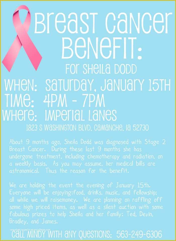 Breast Cancer Fundraiser Flyer Templates Free Of Benefit for Sheila Dodd Breast Cancer Benefit Flyer