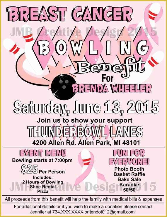 Breast Cancer Fundraiser Flyer Templates Free Of Breast Cancer Bowling Benefit Flyer Strike by