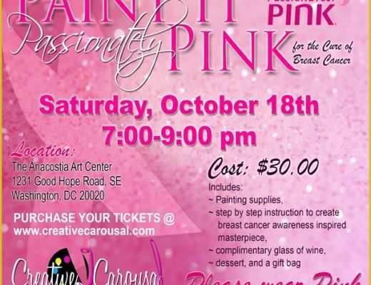 Breast Cancer Fundraiser Flyer Templates Free Of Creative Carousal Paint and Sip Cc events