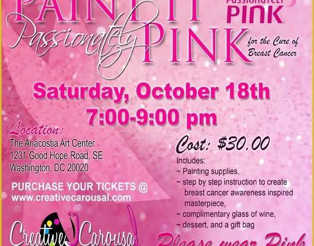 Breast Cancer Fundraiser Flyer Templates Free Of Creative Carousal Paint and Sip Cc events