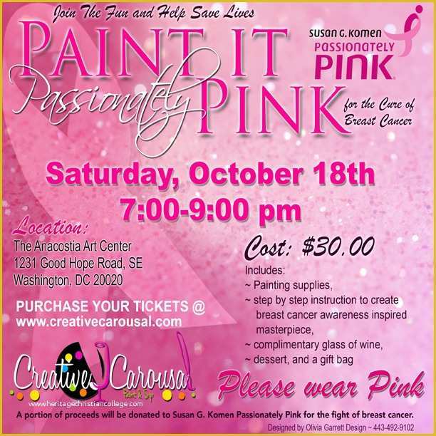 Breast Cancer Fundraiser Flyer Templates Free Of Creative Carousal Paint and Sip Cc events