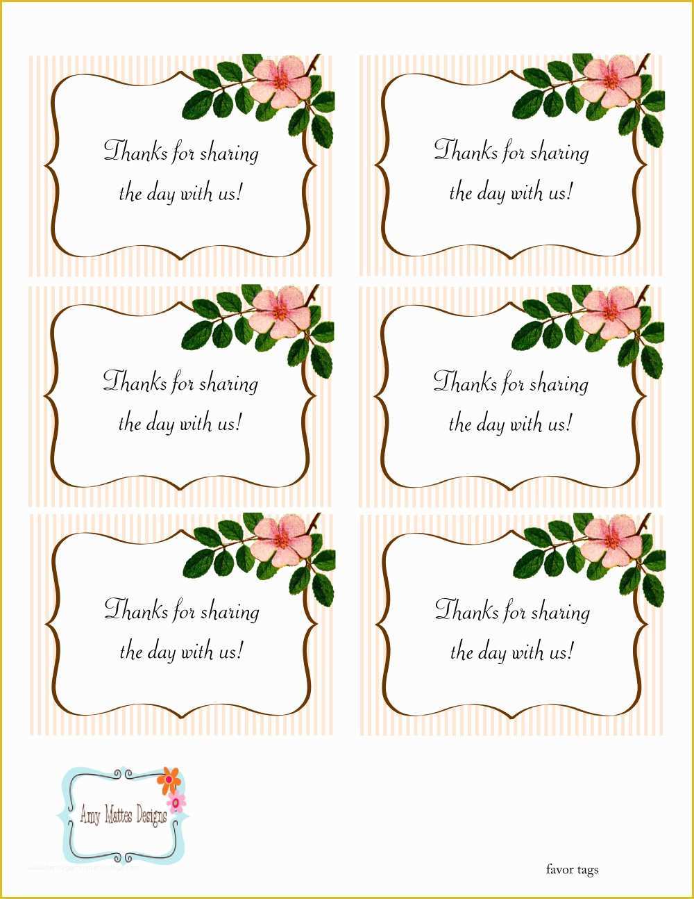 Bridal Shower Favor Tags Template Free Of 5 Best Of Free Printable Wedding Favor Tags