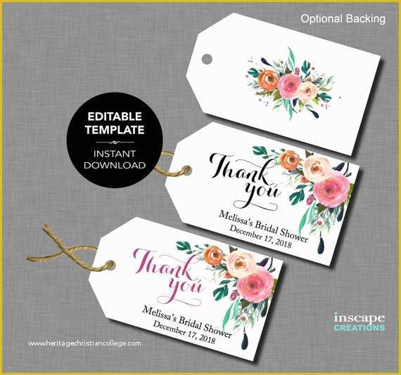 Bridal Shower Favor Tags Template Free Of Editable Bridal Shower Favor Tags Template Floral Rustic