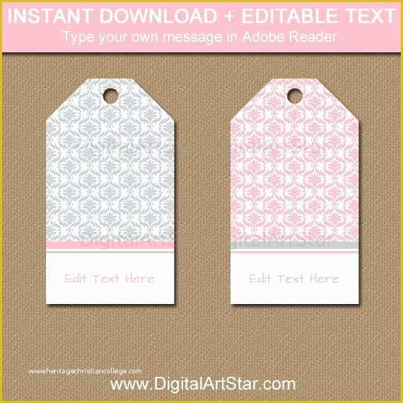 Bridal Shower Favor Tags Template Free Of Pink and Gray Baby Shower Thank You Tags Bridal Shower