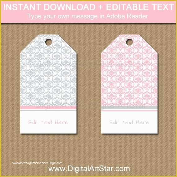 Bridal Shower Favor Tags Template Free Of Pink and Gray Baby Shower Thank You Tags Bridal Shower