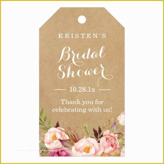 Bridal Shower Favor Tags Template Free Of Rustic Floral Kraft