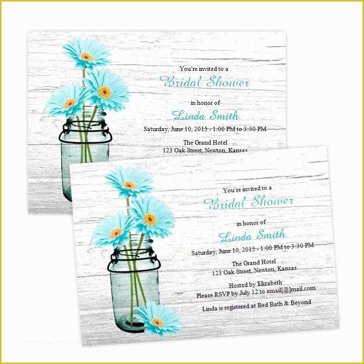 Bridal Shower Invitation Templates Microsoft Word Free Of Country Bridal Shower Invitation Aqua Daisies In A Mason