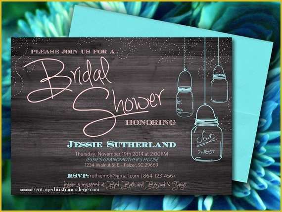 Bridal Shower Invitation Templates Microsoft Word Free Of Mason Jar Wood Bridal Shower Invitation Rustic Wedding Shower