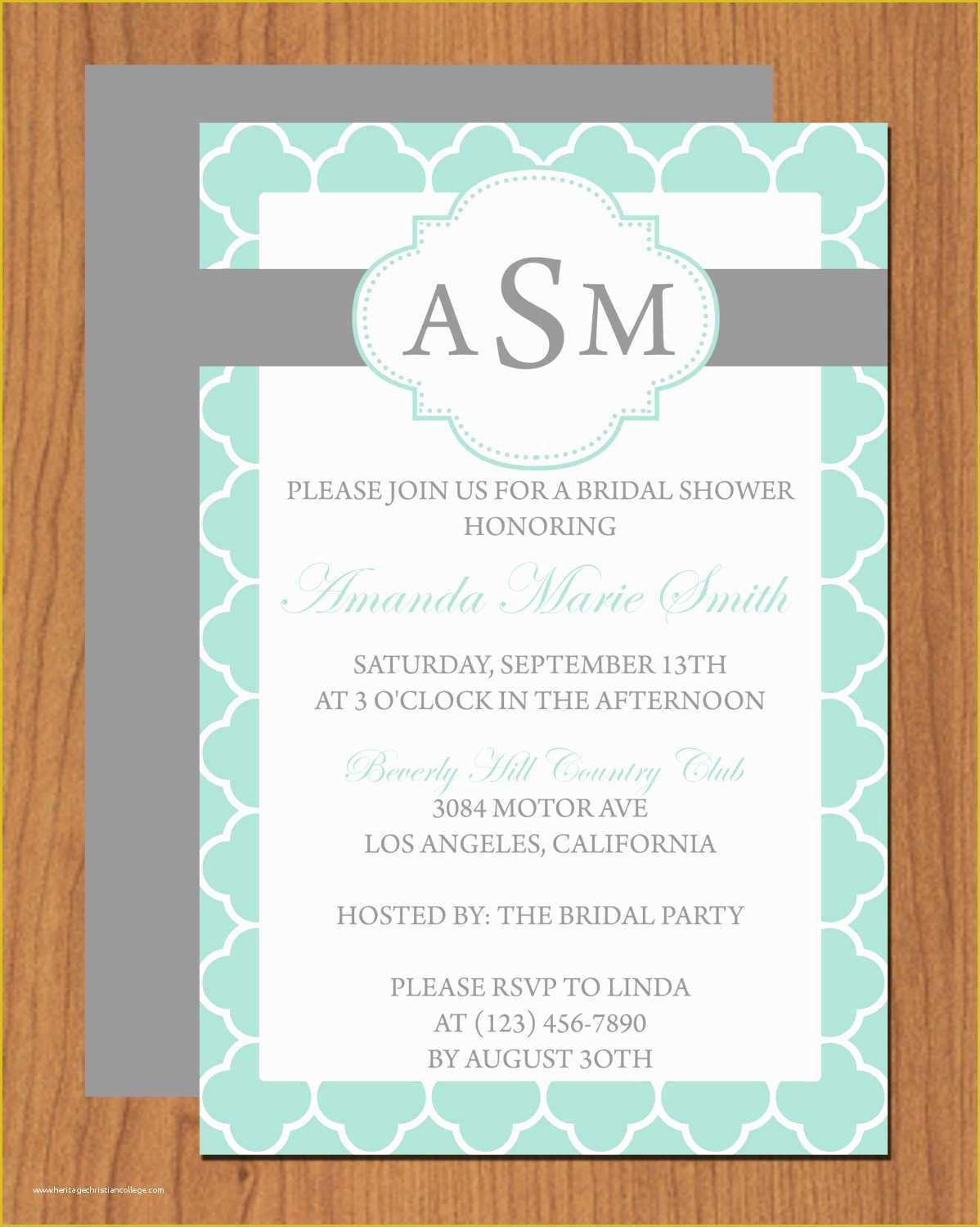 Bridal Shower Invitation Templates Microsoft Word Free Of Monogram Bridal Shower Invite Editable Template Microsoft