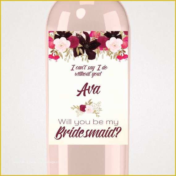 Bridesmaid Wine Label Template Free Of Boho Bridesmaid Proposal Wine Label Template A Bohemian