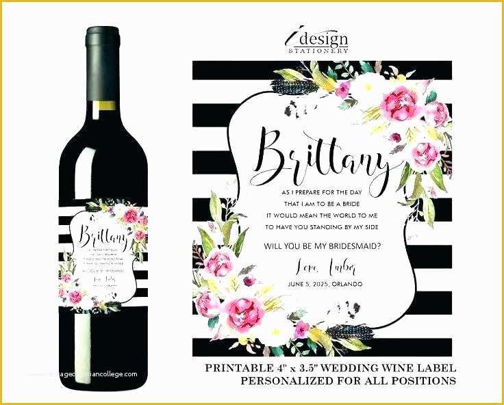 Bridesmaid Wine Label Template Free Of Personalized Wine Label Template Free Wedding Wine Label