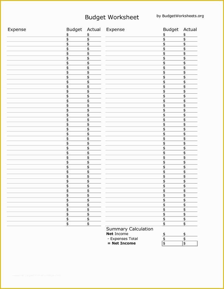 Budget Spreadsheet Template Free Of Blank Bud Worksheet Printable Google Search