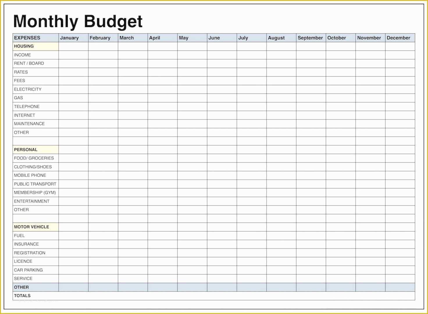 Budget Spreadsheet Template Free Of Blank Monthly Bud Template Pdf