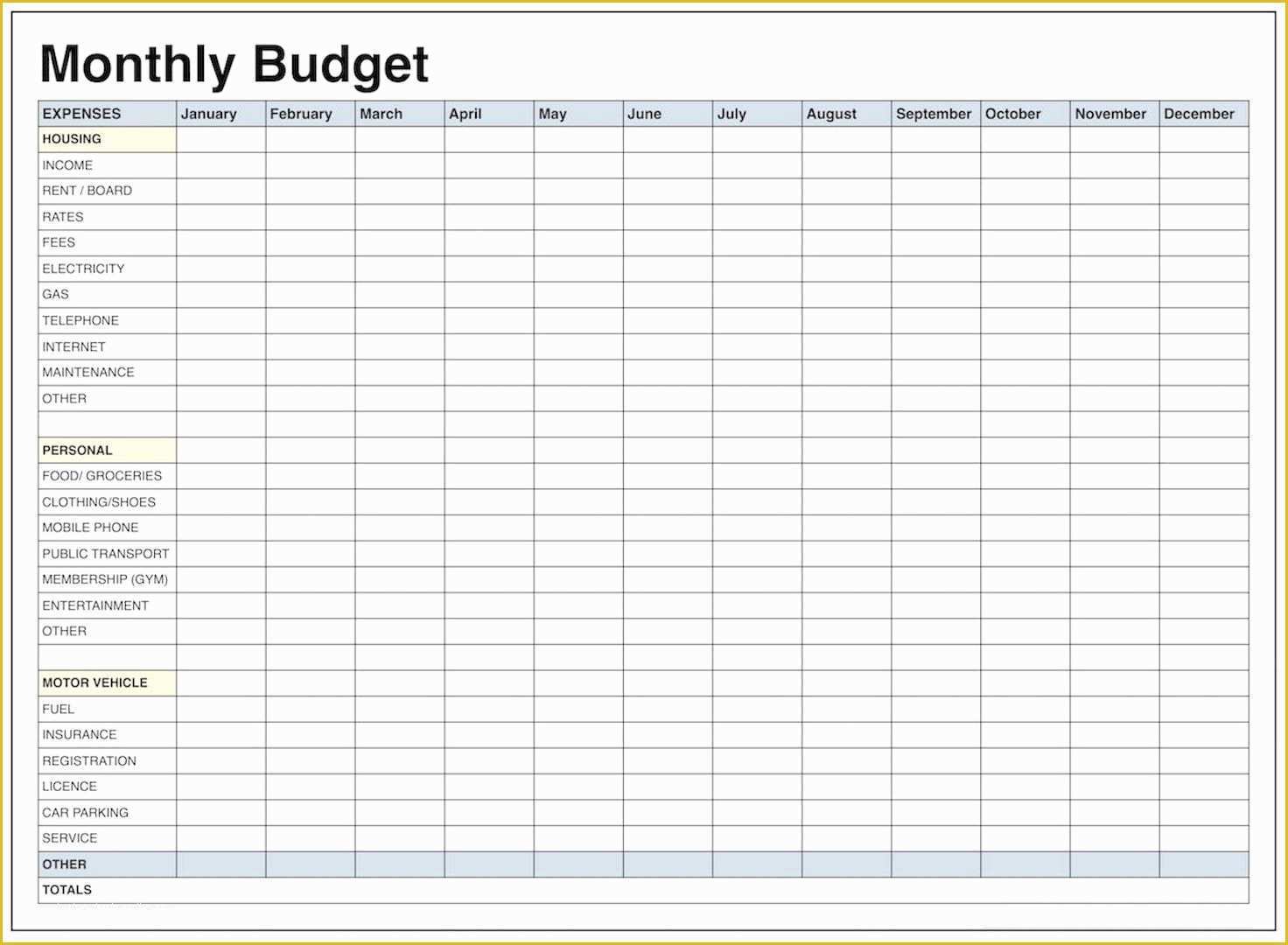 Budget Spreadsheet Template Free Of Blank Monthly Bud Template Pdf