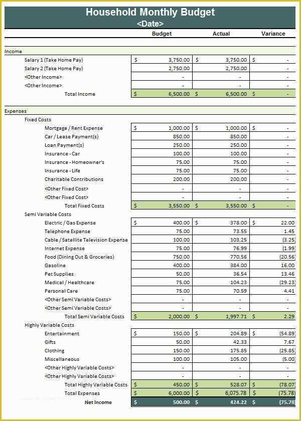 Budget Spreadsheet Template Free Of Household Bud Template 8 Download Free Documents In