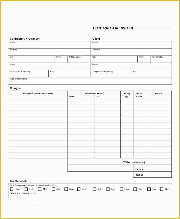 Builders Invoice Template Free Download Of 10 Contractor Invoice Samples Pdf Word Excel