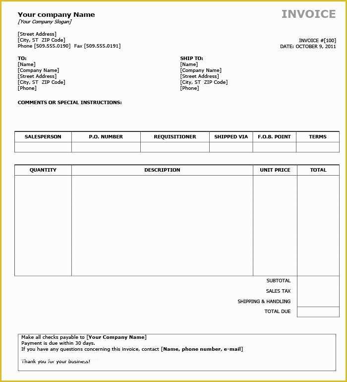 Builders Invoice Template Free Download Of 38 Free Basic Invoice Templates