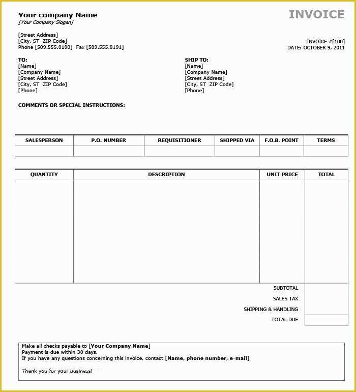 Builders Invoice Template Free Download